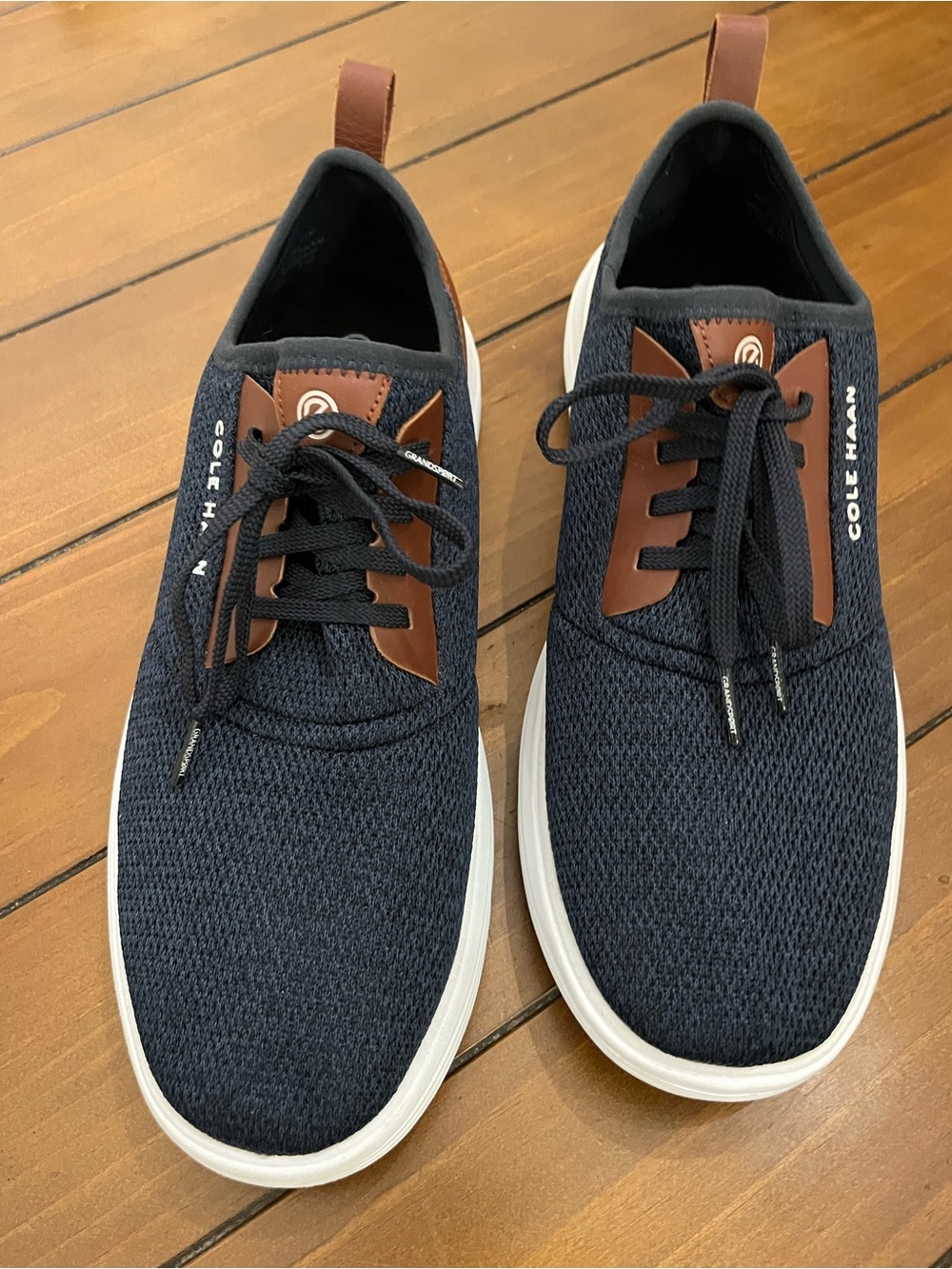Cole Haan Grandsport Journey Knit Sneakers Navy with Brown Accents Size 11 - Picture 7 of 16
